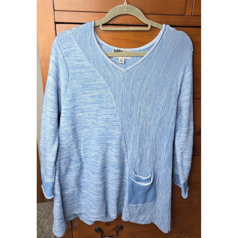 Habitat Pullover Knit Tunic Sweater Size Medium Blue Pocket